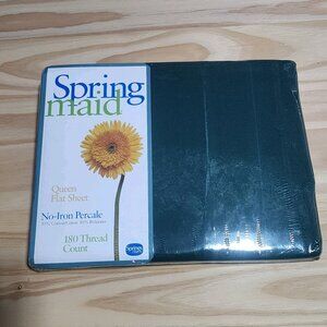 NEW Spring Maid 180 Thread Count Queen Flat Sheet 50/50 Cotton Poly Green USA